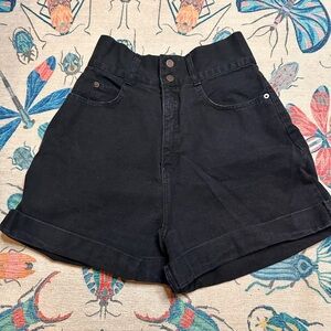 Vintage Lei High Waist Black rider Denim Shorts